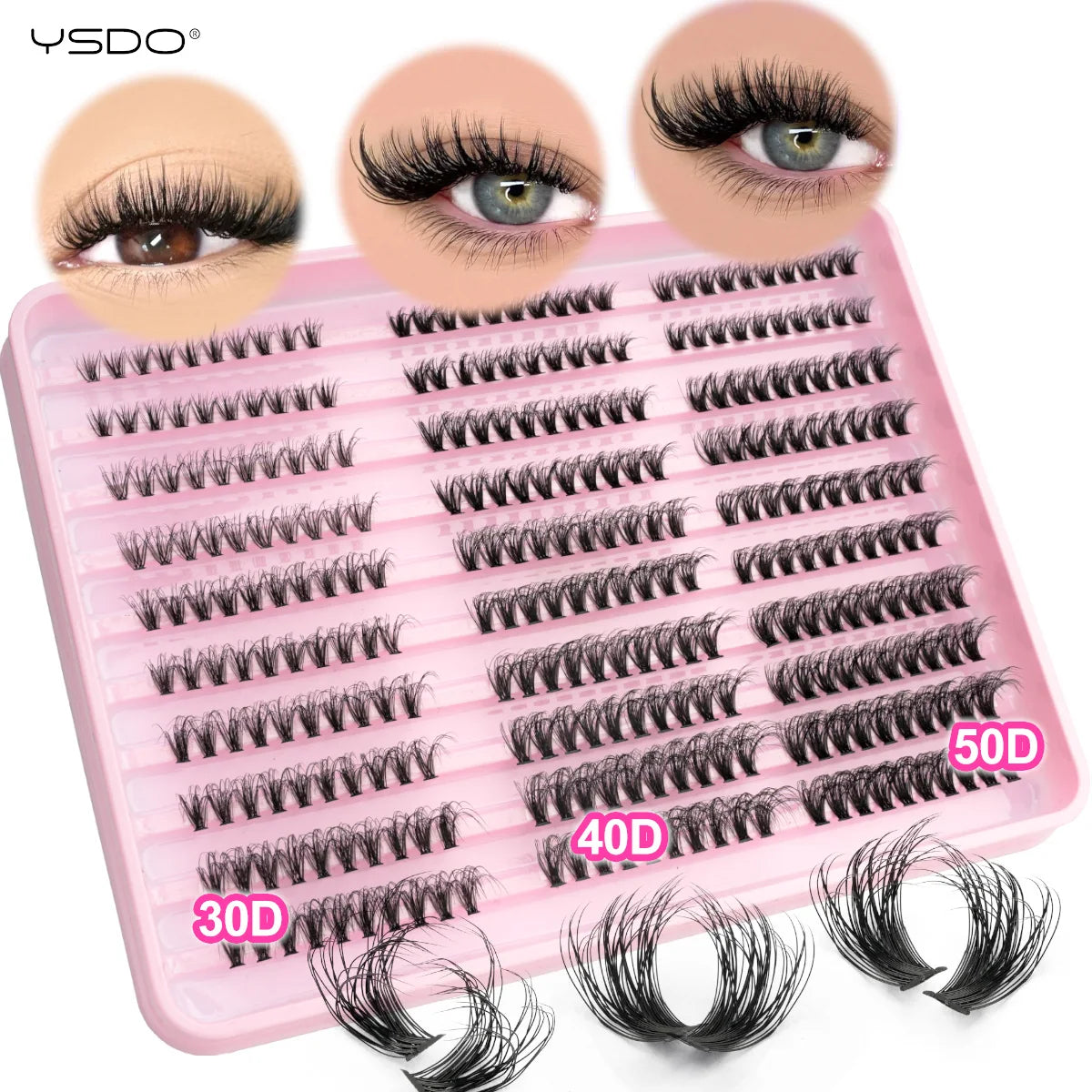 YSDO Premade Volume Fans Eyelash Extensions – 10/14 Rows Natural Mink Individual Cluster Lashes for Makeup
