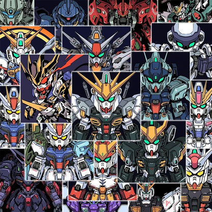 10/30/60-Piece Gundam Anime Sticker Set - Waterproof Graffiti Decals for Phones, Luggage, Helmets, Bikes, and DIY Stationery