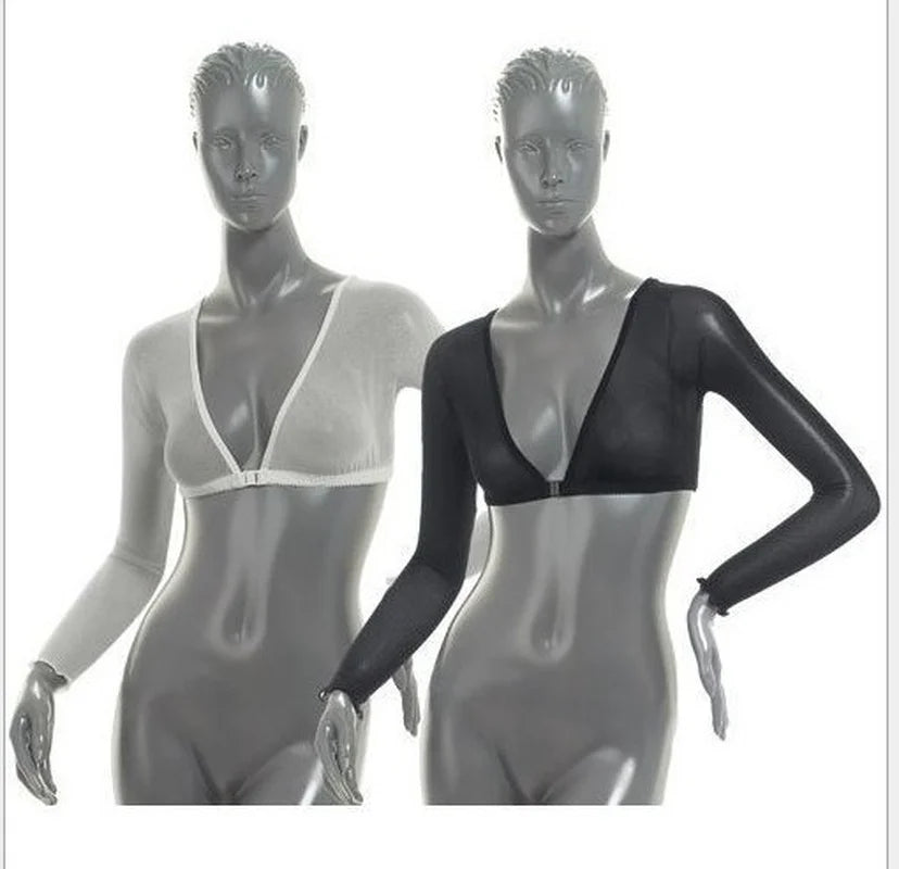 Mesh Seamless Arm Shaper Crop Top for Women - Plus Size Slimming Upper Shirt - Enhance Your Silhouette with Black or White Blouses