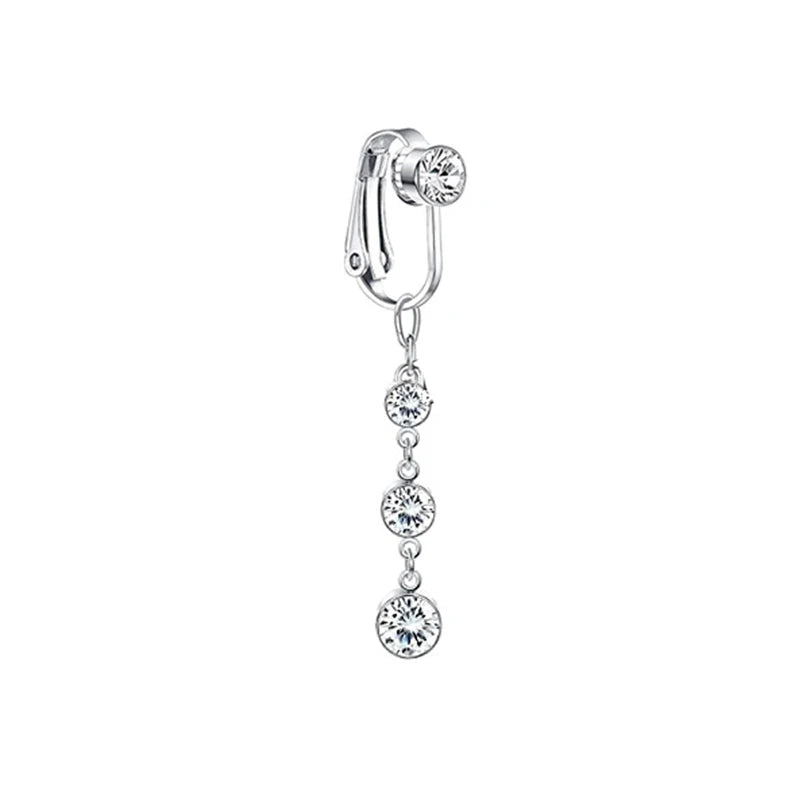 Faux Butterfly Leaves Belly Piercing – Dangling Clip-On Fake Navel & Cartilage Earring for Umbilical Piercing