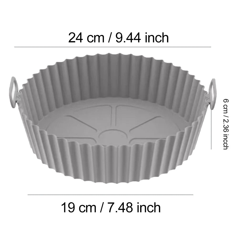 Reusable Silicone Air Fryer Liner Basket with Non-Stick Baking Tray & Pizza Pan for Kitchen Cooking