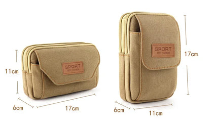 6.5" Men’s Canvas Waist Pack – Soft Pouch Belt Bag for Running, Travel & Camping