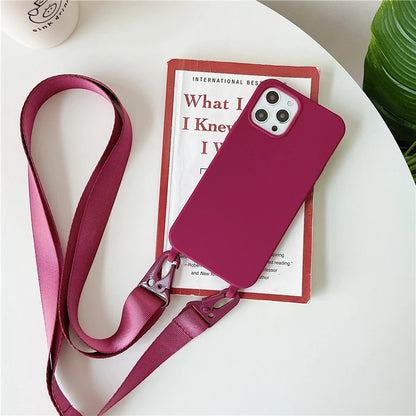 Crossbody Lanyard Silicone Soft Case for iPhone – Shockproof Necklace Strap Cover for iPhone 7–15 Pro Max, XR, XS, X, 11–14