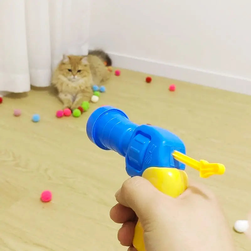 Interactive Cat Toys for Launch Training - Creative Mini Pompoms Games, Stretch Plush Ball Toys for Kittens - Pet Accessories and Cat Supplies