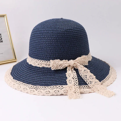 Women’s Summer Bow Ribbon Panama Hat – Beach Straw Cap Bonnet, Stylish Sun Hat for Women