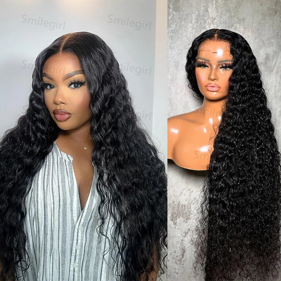 250% Density Deep Wave Lace Front Wig – 13x6 HD Water Wave Curly Frontal, Human Hair for Black Women