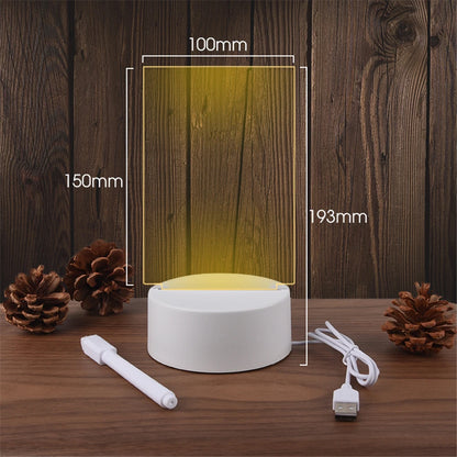 Transparent Luminous LED Night Light - USB-Powered Acrylic Light with Erasable Message Board and Calendar, Desktop Ornament