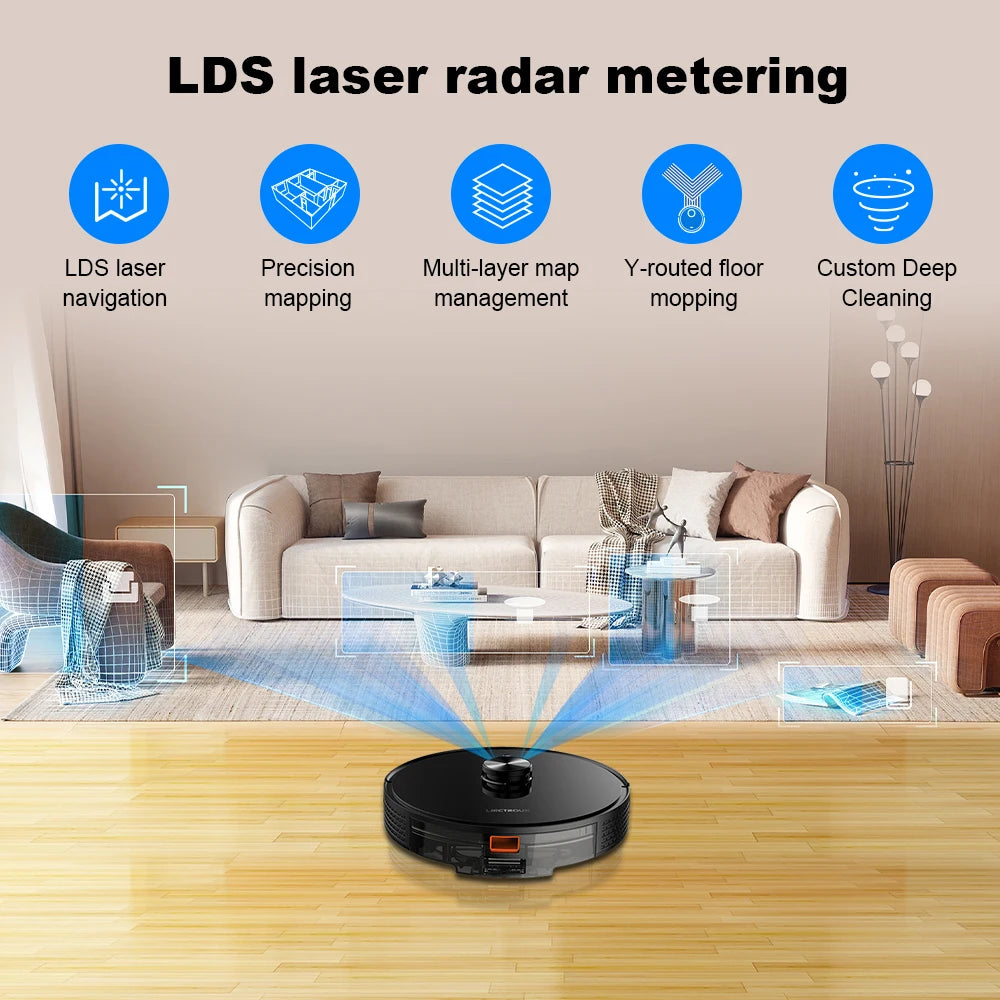 Liectroux LILIN X6 Robot Vacuum Cleaner – 6500Pa Suction Laser Mapping Smart Robot Mop with App Control, Wet & Dry Cleaning, Multi-Floor & Zone Cleaning, Virtual No-Go Areas