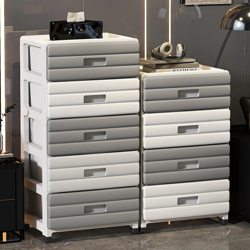 13.78" Wide Rolling Drawer Storage Cabinet — 3-6 Tier Mobile Organizer with Wheels, Gray or Brown for Living Room & Bedroom