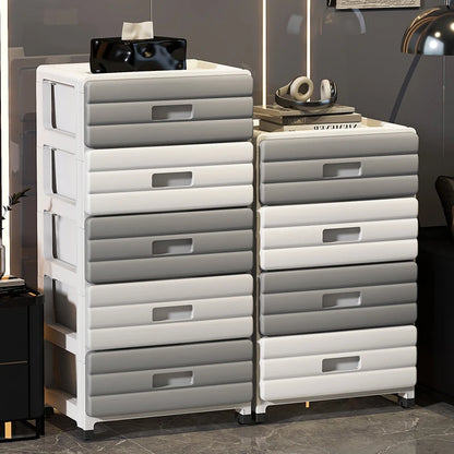 13.78" Wide Rolling Drawer Storage Cabinet — 3-6 Tier Mobile Organizer with Wheels, Gray or Brown for Living Room & Bedroom