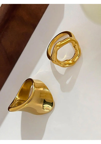 Peri'sbox Minimalist 18K Gold Plated Stainless Steel Ring – Anti-Tarnish Women’s Fashion Jewelry Gift