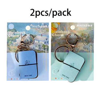 Mini PU Journal Keychain - Portable Leather Diary & Backpack Notebook Charm