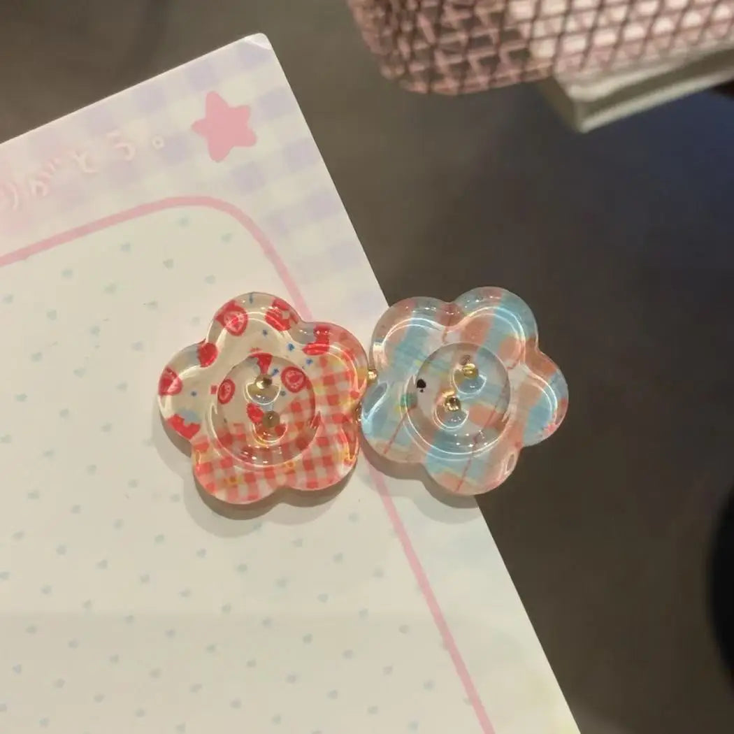 4pcs Jelly Color Block Flower Hair Clips - Cute Candy Duckbill Hairpins for Girls, Sweet Everyday Styling