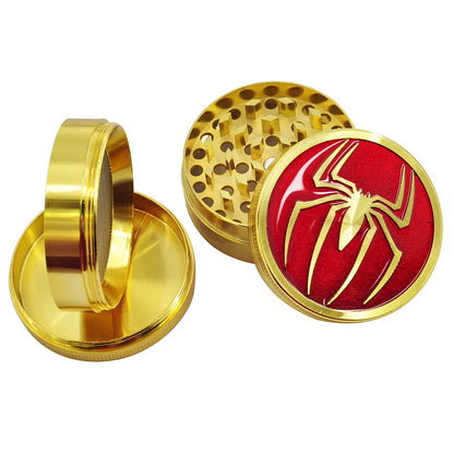 Spider 4 Layer Metal Herb Grinder – 50mm Manual Spice and Pepper Mill, Golden Black Accessories Gift for Men
