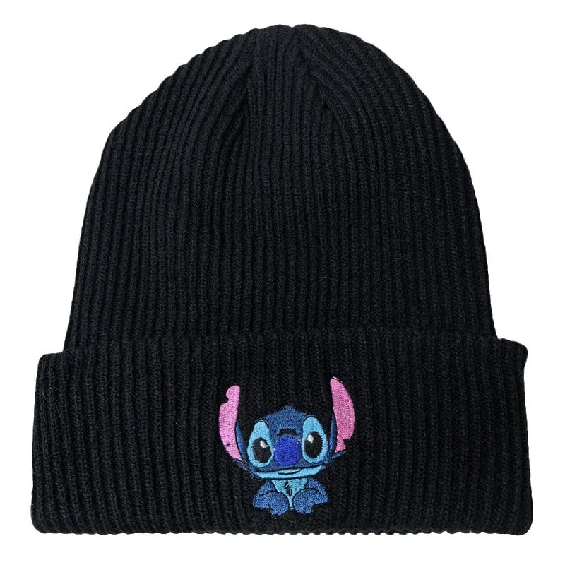 Cartoon Embroidered Knit Beanie Hat – Cute Unisex Stretchy Thermal Cap for Adults & Kids, Perfect Christmas Gift