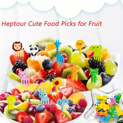 30-Piece Cartoon Animal Food Forks – Reusable Cute Fruit & Salad Toothpicks for Bento Box and Party Snacks