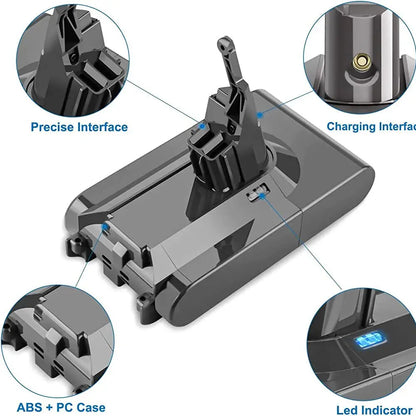 21.6V Rechargeable Battery for Dyson V6 V7 V8 Series Handheld Vacuum Cleaner - Compatible with SV12, DC62, SV11, SV10 - V8 Fluffy YH5