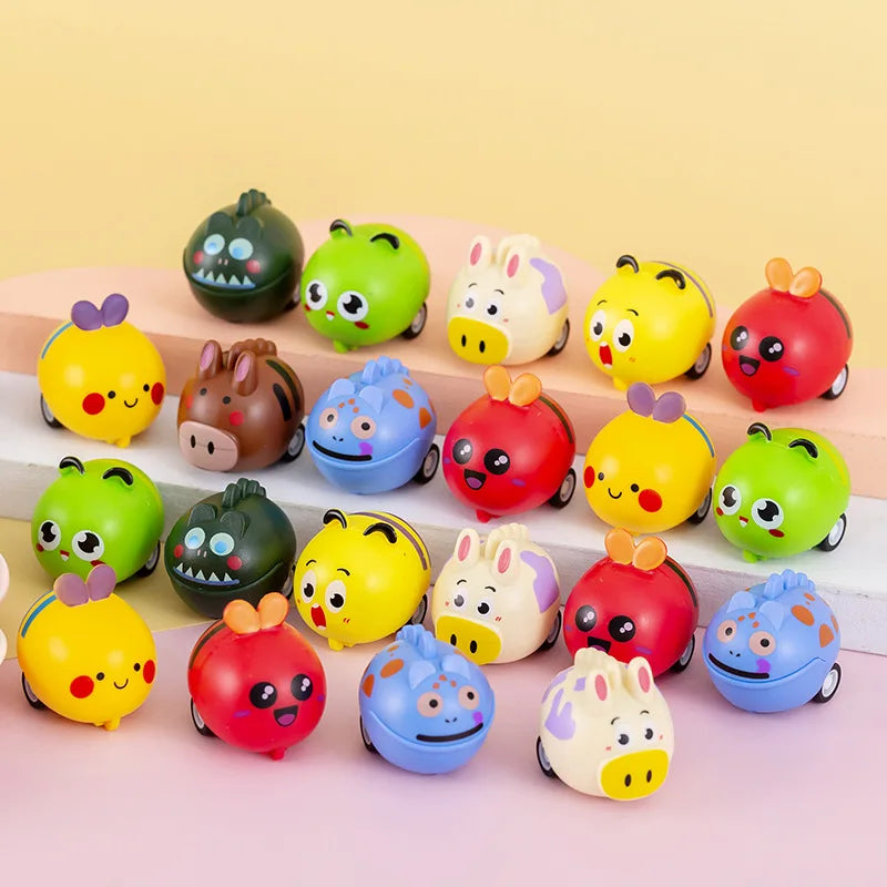 6pcs Cartoon Pet Pull-Back Car Toys – Kids Sports Toy Set, Birthday Party Favors & Pinata Gifts