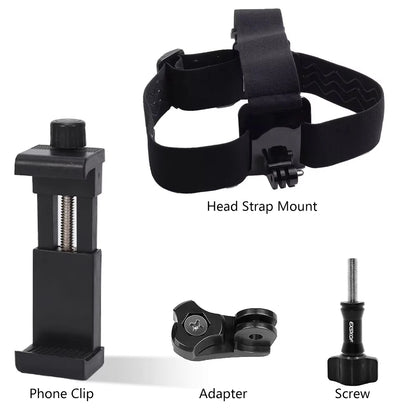 Action Camera Head Strap Mount - Adjustable Headband Holder for GoPro, SJCAM, AKASO, Insta360 and DJI Osmo Action Cameras