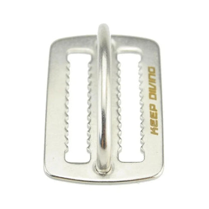 2" Stainless Steel Diving Weight Belt Buckle – Waist Slide Keeper with D-Ring, Webbing Harness Retainer for Freediving and Surfing