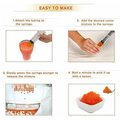 Caviar Maker Box – 96-Hole Spherification Dropper Molecular Gastronomy Kit with Spoon, Syringe, and Roe Sauce Dispenser