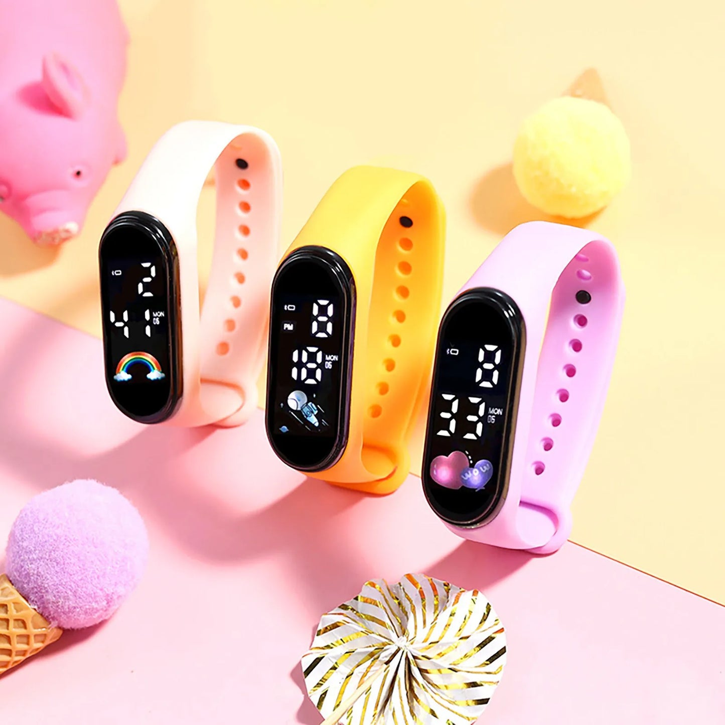 Kawaii Kids Smart Watch – Waterproof Digital Sports Watch for Boys & Girls with Silicone Strap