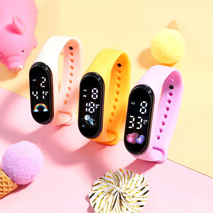 Kawaii Kids Smart Watch – Waterproof Digital Sports Watch for Boys & Girls with Silicone Strap