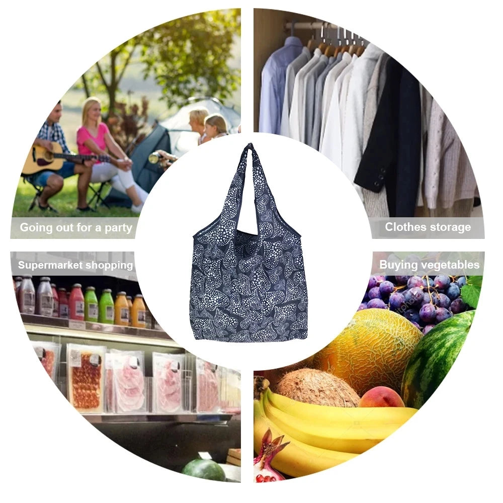 Large Foldable Reusable Shopping Tote Bag – Eco-Friendly Grocery & Beach Storage Shoulder Bag, Multi-Purpose Carry Pouch