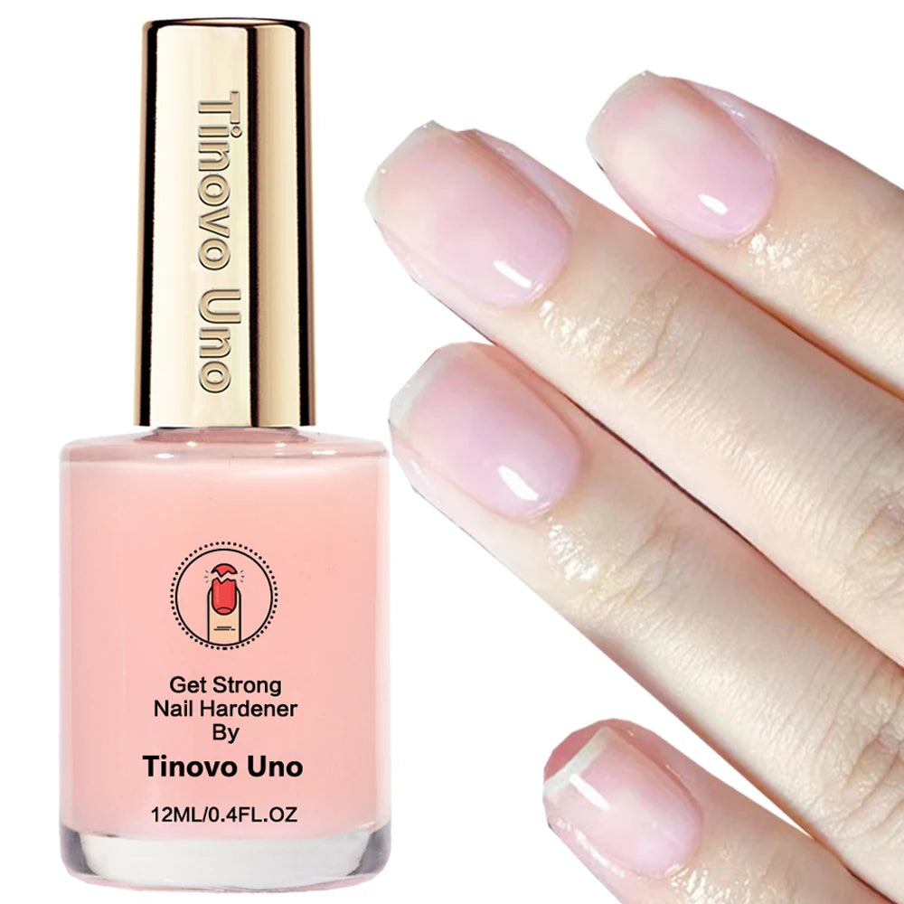 Tinovo Uno Pink Nail Hardener 12ml – Natural Sheer Strengthening Polish for Nail Growth & Repair, Decorative Nail Care Treatment