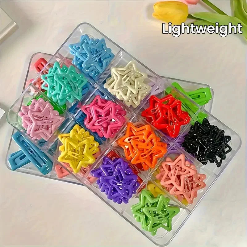 Star-Shaped Alloy Hair Clips - 20/50Pcs Retro Hollow-Out Hair Accessories for Elegant Daily Styling