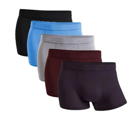 5-Pack Bamboo Men’s Boxers Underwear Plus Size XL–6XL, Breathable Gym Shorts Style Soft Black Underpants Gift Set