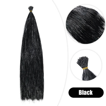 50PCS I-Tip Glitter Hair Extensions - Synthetic Fairy Tinsel Hair Strands for Women & Girls Party Hair Accessories