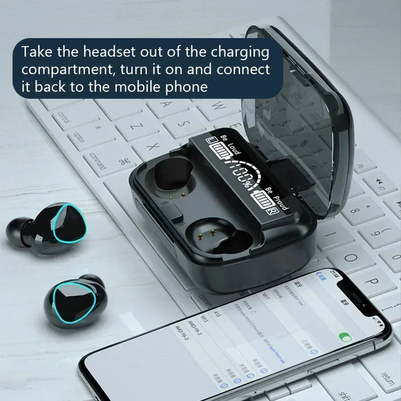 M10 Bluetooth Earphones – Waterproof HiFi Stereo Wireless Earbuds with LED Display & Gaming Headset