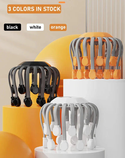 20-Head Orange Scalp Massager – Red Light Vibrating Octopus Scratcher for Relaxation, Stress Relief & Migraine Relief