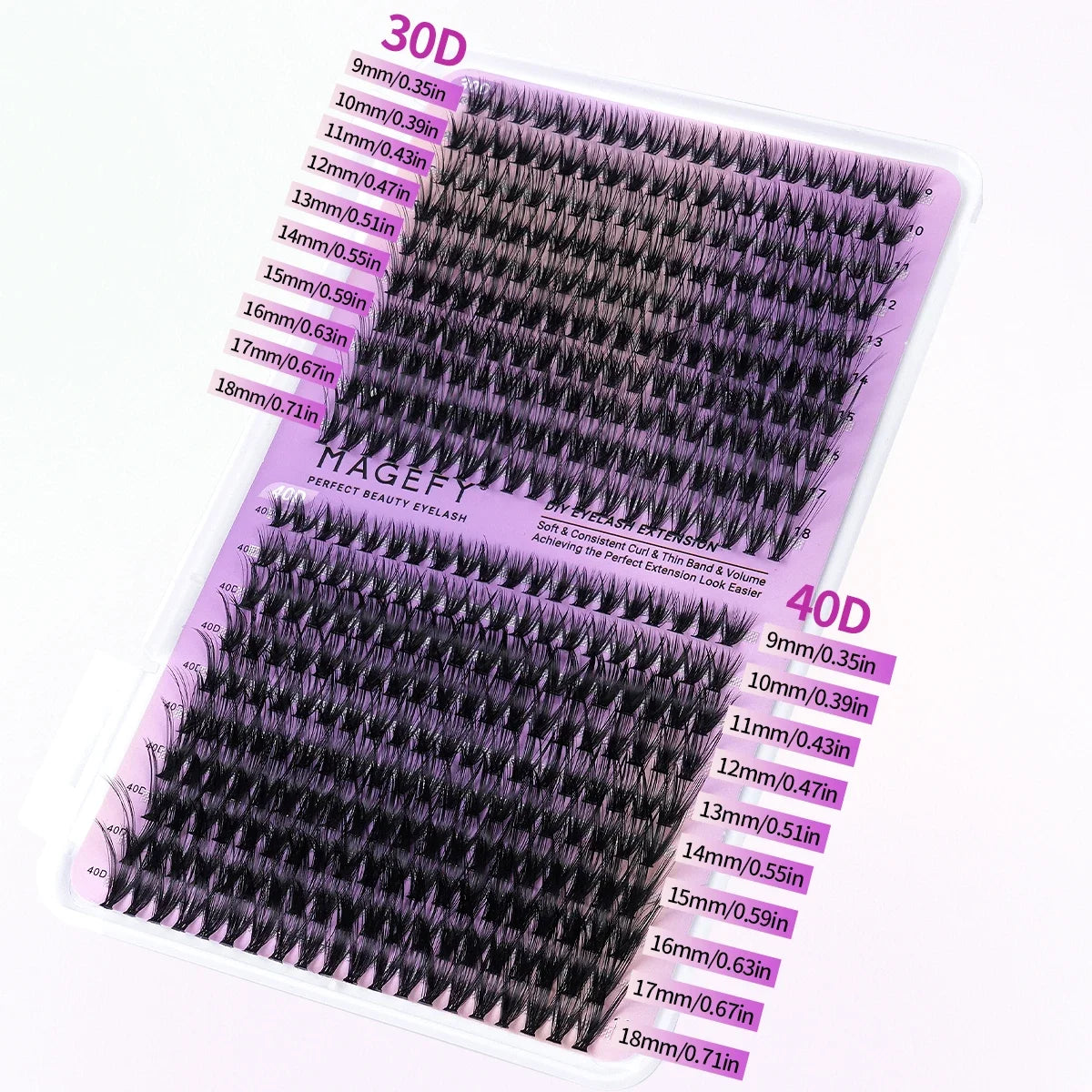 MJ DIY Lash Extensions Kit – 640pcs Wispy Lash Clusters 80D/100D, Mix 9-18mm Individual Cluster Eyelash Extensions