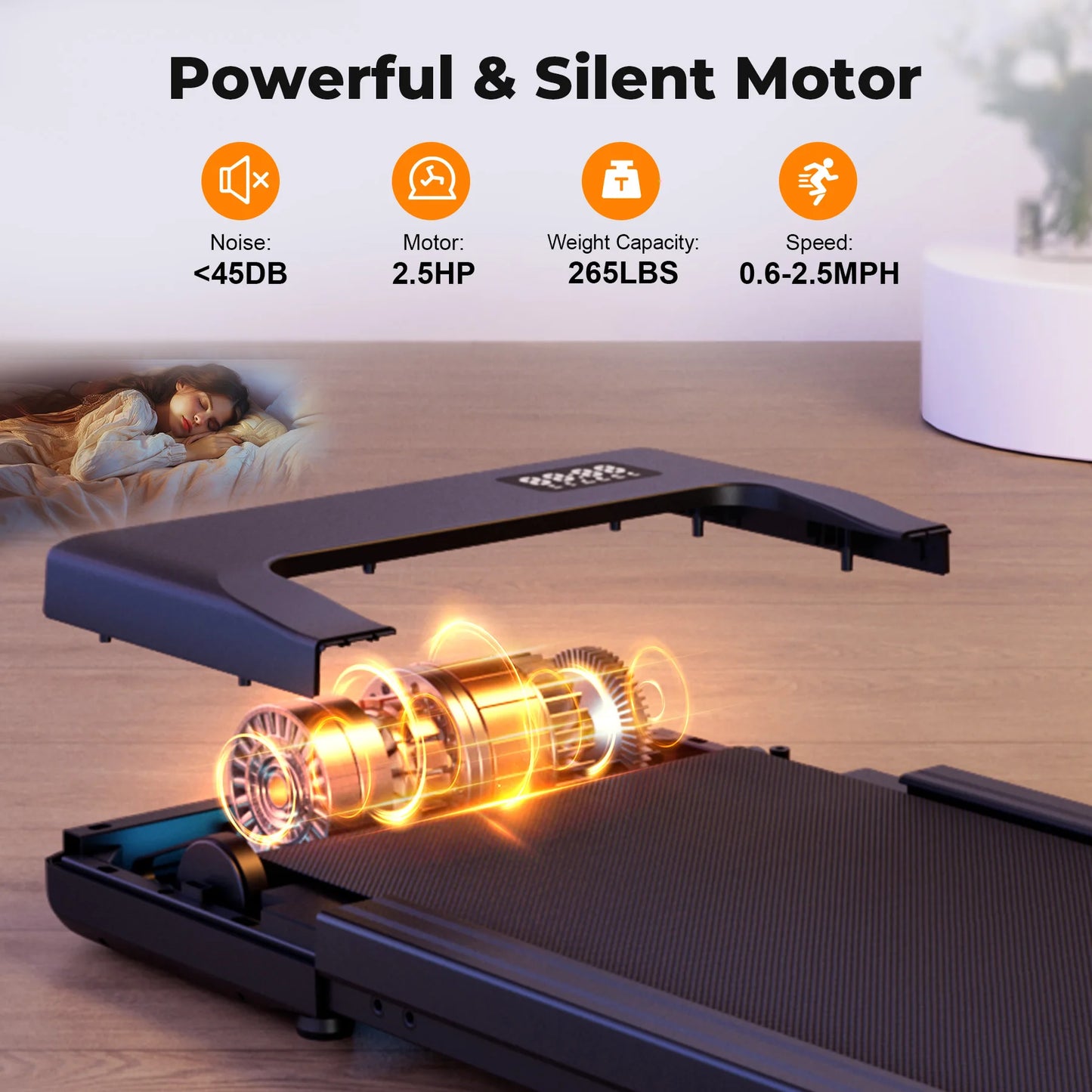 2-in-1 Walking Pad Under Desk Treadmill – Portable 2.5HP Home & Office Treadmill with Remote Control and LED Display