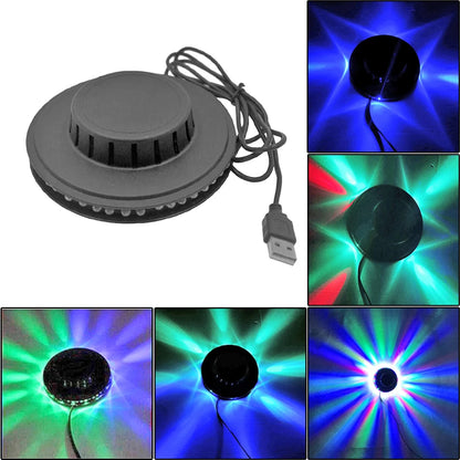 Sound Activated RGB Disco Light - USB Rotating LED Party Stage Light with Music Sync