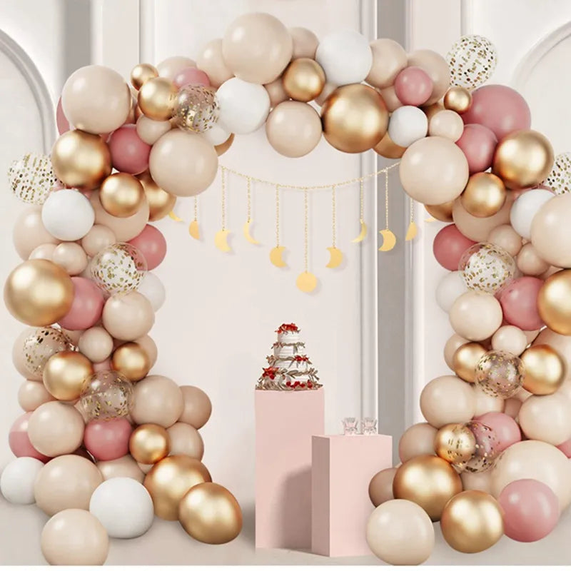 Elegant Pink Gold Balloon Garland Arch Kit - Wedding, Birthday, Baby Shower Decorations