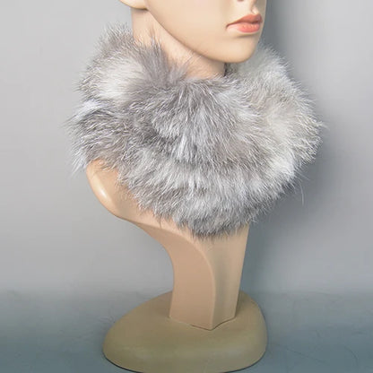 2025 Real Fox Fur Scarf and Headband – Luxury Winter Neck Warmer for Women, 100% Natural Fur, Elastic Ring Muffler
