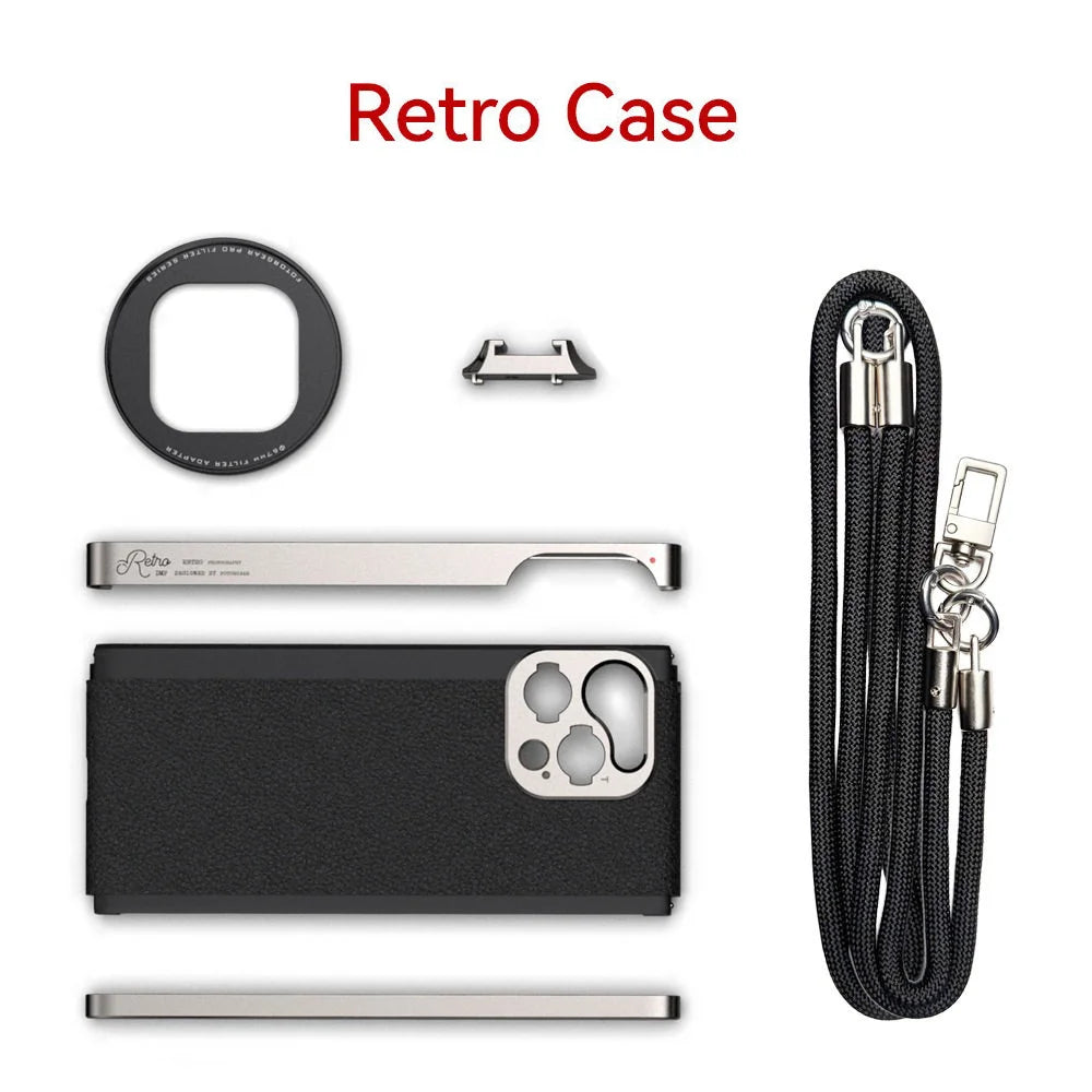 Fotorgear iPhone 17 Retro Camera Case Kit - Classic Photography Accessories with T-Mount Support for External Lenses