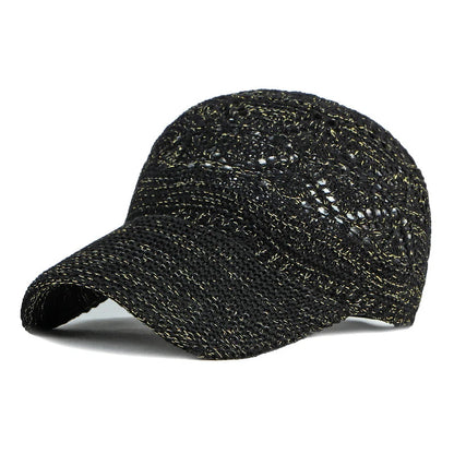 Women’s Summer Hollow Baseball Cap – Breathable Knitted Mesh Adjustable Sun Hat for Holiday and Outdoor Use