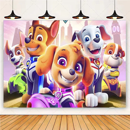 PAW Patrol Cartoon Puppy Birthday Party Backdrop – Animation Theme Decoration Background for Kids Party & Baby Shower Supplies Gift