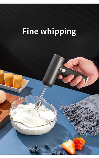 Wireless Electric Handheld Mixer – 3-Speed Portable Egg Beater for Baking, Dough & Cream