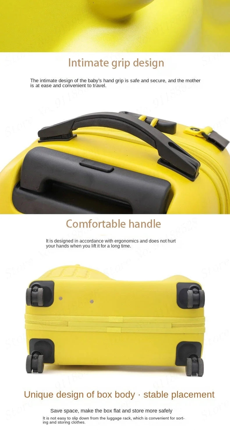Cartoon Kids Ride-On Suitcase with Wheels – 20/24 Inch Rolling Trolley Luggage for Children, Travel Bag & Gift