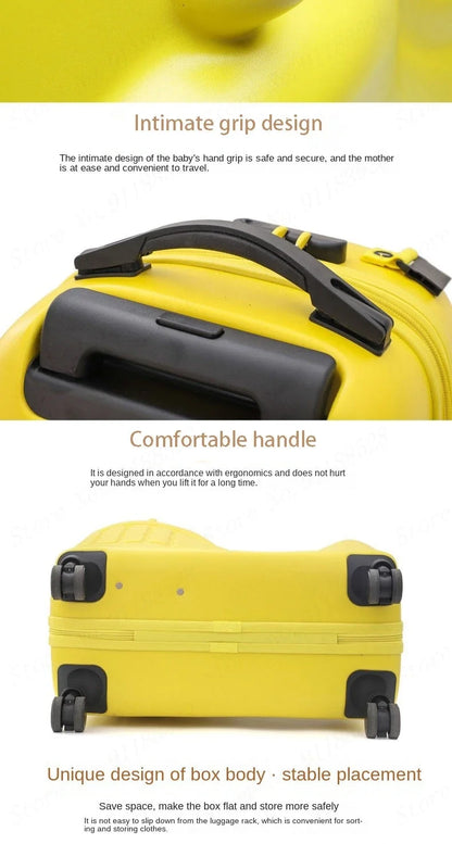 Cartoon Kids Ride-On Suitcase with Wheels – 20/24 Inch Rolling Trolley Luggage for Children, Travel Bag & Gift