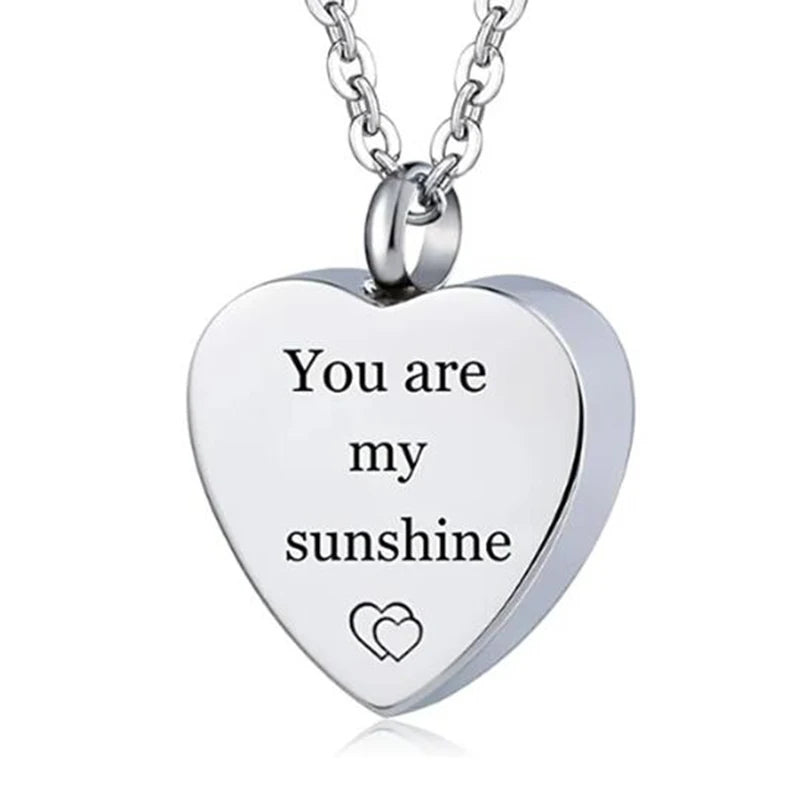 Custom Stainless Steel Heart Cremation Urn Necklace – Memorial Ash Keepsake Pendant with Funnel Fill Kit