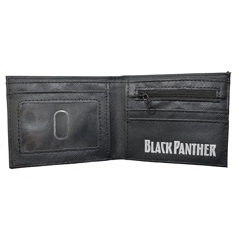 Marvel Black Panther Metal Design Wallet – PU Leather Purse with Coin Pocket for Youth