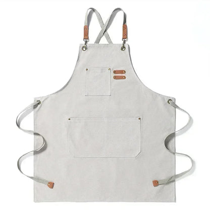 New Fashion Canvas Kitchen Apron – Unisex Chef Work Apron for Grill, Restaurant, Bar, Shop, Cafes, and Beauty Nail Studios