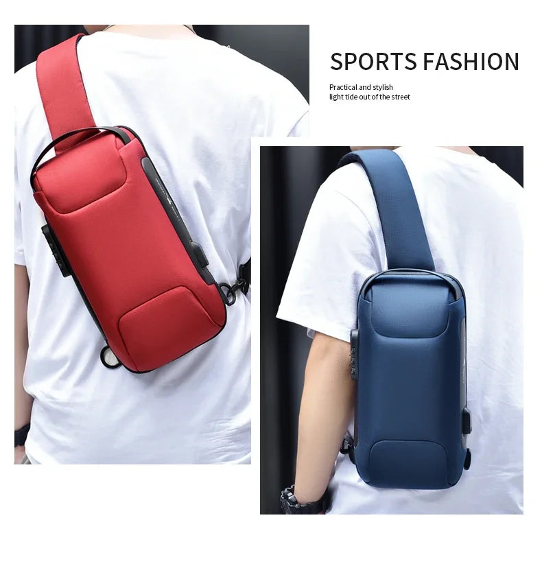 Designer Multifunction Anti-Theft USB Shoulder Bag – Travel Crossbody Messenger Sling Chest Bag for Men, Luxury Brand