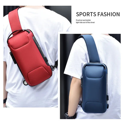 Designer Multifunction Anti-Theft USB Shoulder Bag – Travel Crossbody Messenger Sling Chest Bag for Men, Luxury Brand
